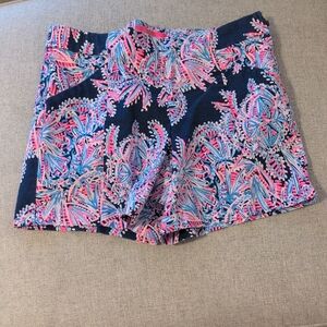 Lilly Pulitzer High Waist Shorts in Pink and Navy